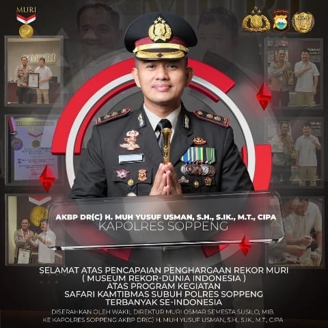 Safari Subuh Terbanyak, Kapolres Soppeng Diganjar Penghargaan oleh Museum Rekor Dunia Indonesia (MURI)