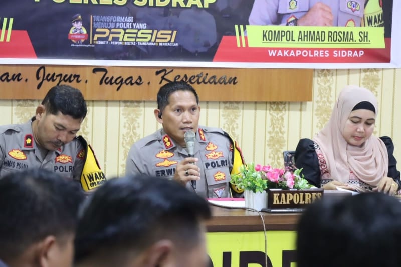Maksimalkan Kesiapan Sambut Kapolda Sulsel, Kapolres Sidrap Pimpin Rakor