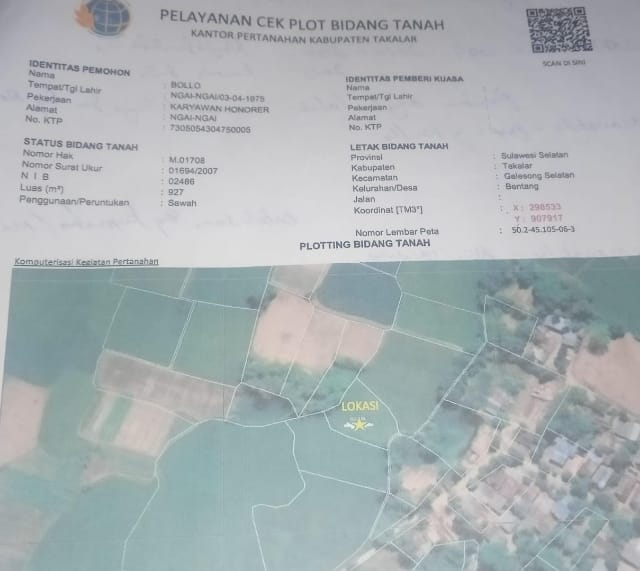 Dg.Rowa Hanya Sebatas Pengarap, Menggadaikan Sawah Yang Bukan Milik’nya Ke Bollo, Adukan Ke Polisi