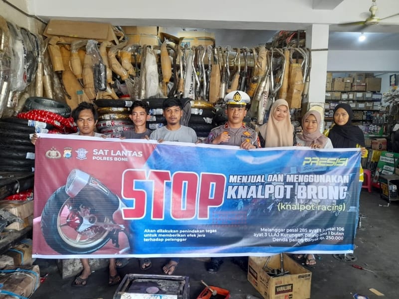 Sosialisasi Larangan Penggunaan Knalpot Brong, Satlantas Polres Bone Sasar Bengkel