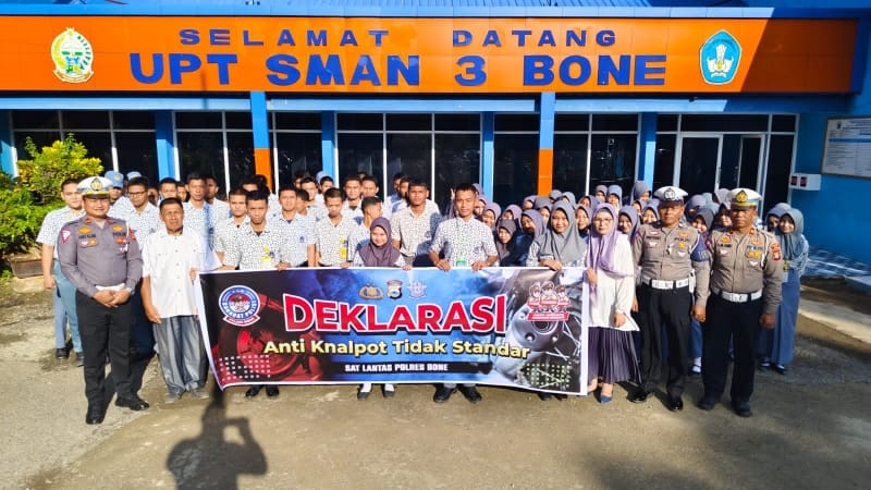 Polantas Bone Deklarasi Anti Knalpot Tidak Standar, Gandeng Pelajar dan Dealer Motor