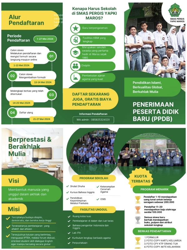 SMAS PERGIS YAPKI Maros, Membuka Peluang Kesempatan Untuk Meraih Impian Gratis Biaya Pendaftaran PPDB 2024 — 2025