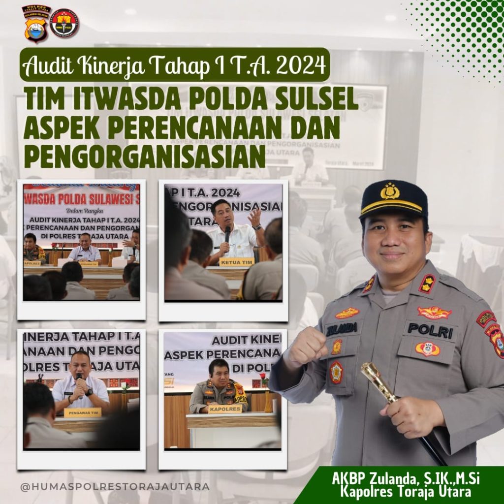 Polres Toraja Utara Terima Kunjungan Tim Audit Kinerja Itwasda Polda Sulsel Tahap I 2024