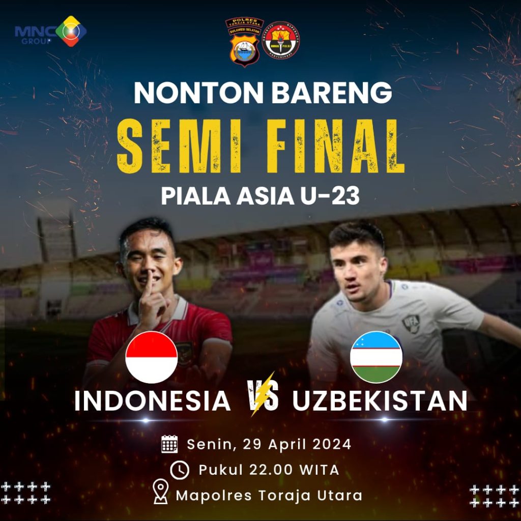 Semifinal Piala Asia U-23, Polres Toraja Utara Ajak Masyarakat Nonton Bareng .