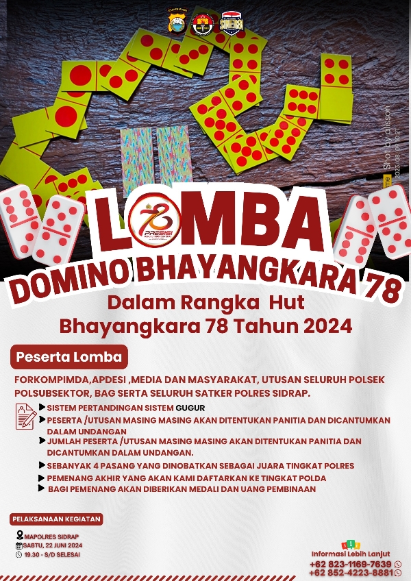 HUT Bhayangkara ke-78: Polres Sidrap Gelar Lomba Domino untuk Forkopimda, Apdesi, Media dan Masyarakat