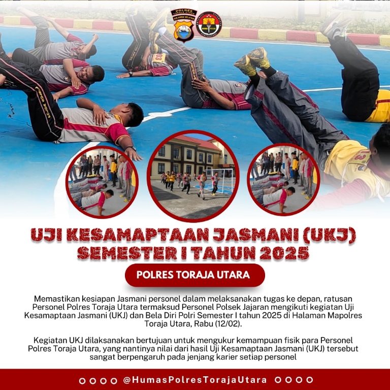 Pastikan Kesiapan Jasmani Personel, Bag SDM Polres Toraja Utara Gelar UKJ Semester I Tahun 2025