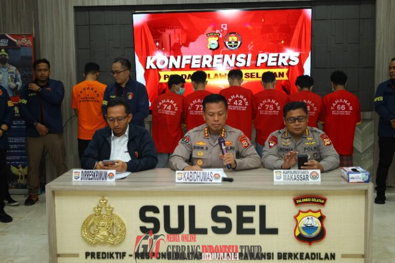 Polda Sulsel Gelar Press Release Penanganan Kasus Penembakan dan Pembakaran Rumah di Makassar