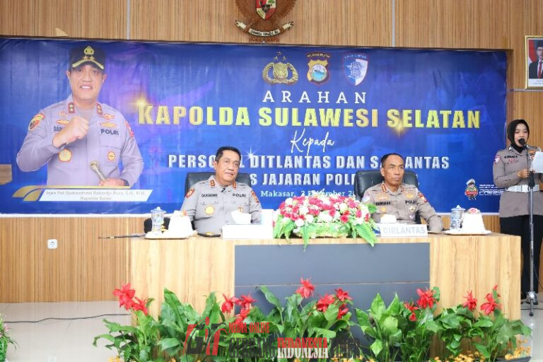 Kapolda Sulsel Berikan Pengarahan dan Tekankan Peningkatan Pelayanan kepada Personel Ditlantas Polda Sulsel