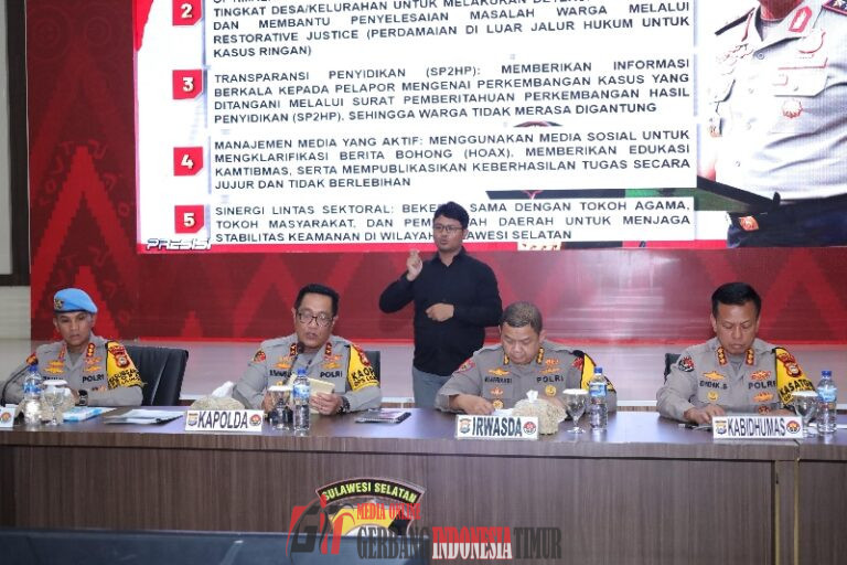Press Release Akhir Tahun 2025, Kapolda Sulsel Paparkan Capaian Kinerja dan Situasi Kamtibmas Sepanjang Tahun 2025