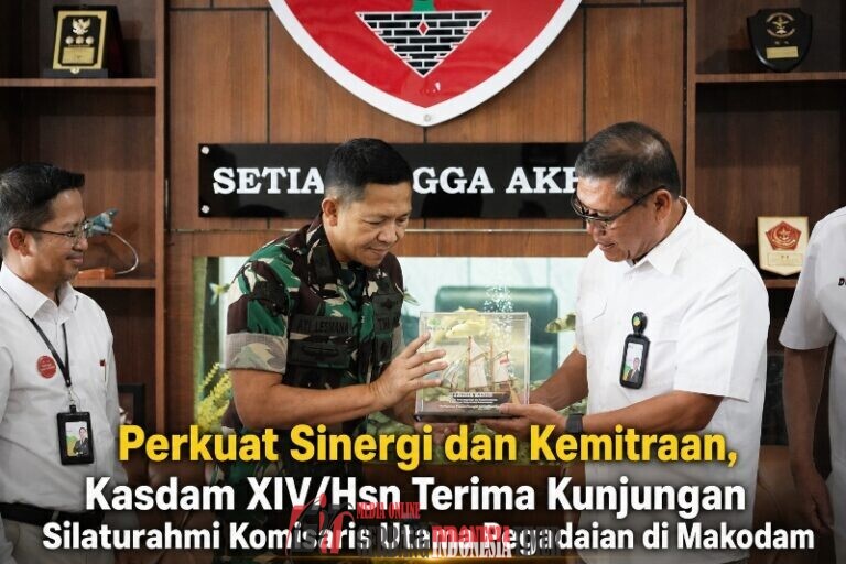 Perkuat Sinergi dan Kemitraan, Kasdam XIV/Hsn Terima Kunjungan Silaturahmi Komisaris Utama Pegadaian di Makodam