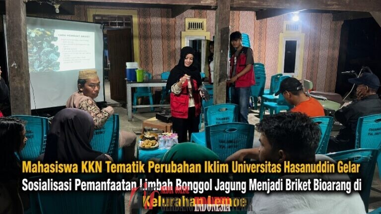 Mahasiswa KKN Tematik Perubahan Iklim Universitas Hasanuddin Gelar Sosialisasi Pemanfaatan Limbah Bonggol Jagung Menjadi Briket Bioarang di Kelurahan Lemoe