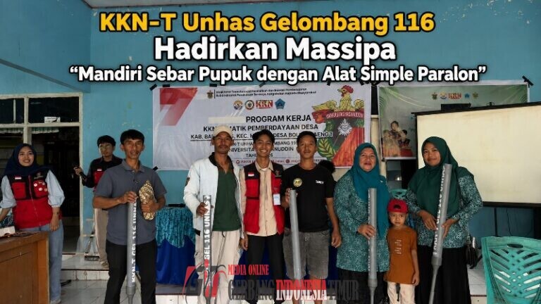 KKN-T Unhas Gelombang 116 Hadirkan Massipa “Mandiri Sebar Pupuk dengan Alat Simple Paralon”