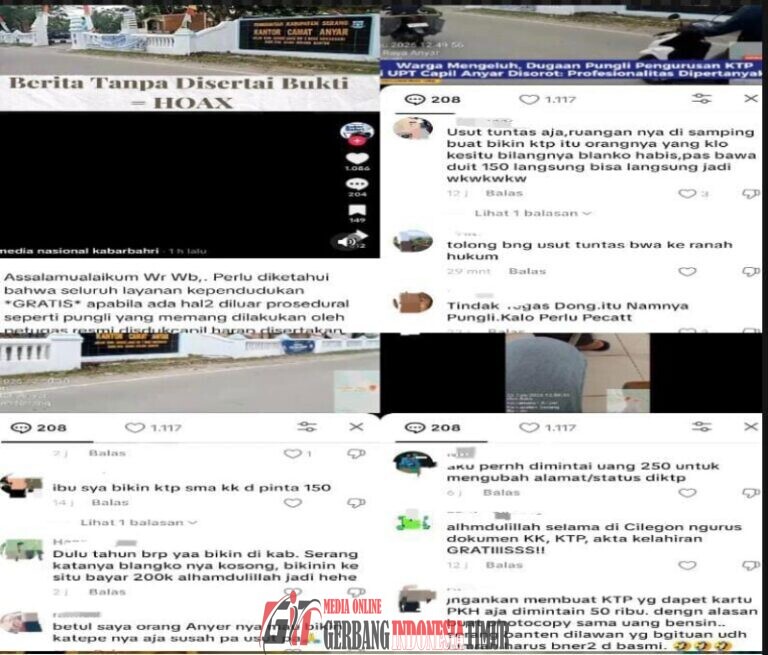 Disdukcapil Kabupaten Serang Bantah Dugaan Pungli di Capil Anyar, Namun Kesaksian Warga di Media Sosial Justru Menguatkan Sorotan