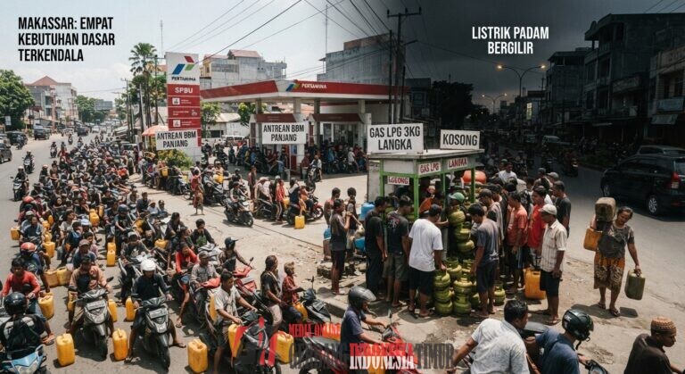 Empat Kebutuhan Dasar Warga Makassar Terkendala: Antrean Panjang di SPBU, Kelangkaan Gas Elpiji, Listrik Padam Bergilir, hingga Sulitnya Air Bersih