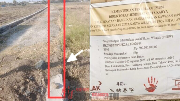Proyek Jalan Beton PISEW Rp500 Juta di Kalukubodo Galesong Disorot, Diduga Gunakan Fondasi Lama
