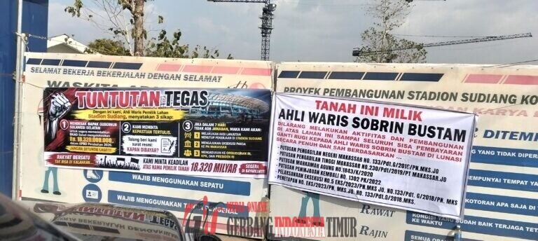 Ahli Waris Agus Bustam Kembali Blokade Pintu Proyek Stadion Sudiang, Tuntut Pemprov Sulsel Segera Lunasi Ganti Rugi
