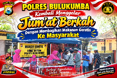 Polres Bulukumba Kembali Berbagi Kebahagiaan, Bagikan Makanan Gratis di Jumat Berkah.