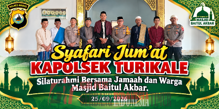 Program Safari Jumat, Kapolsek Turikale Silaturahmi Bersama Warga di Masjid Baitul Akbar.